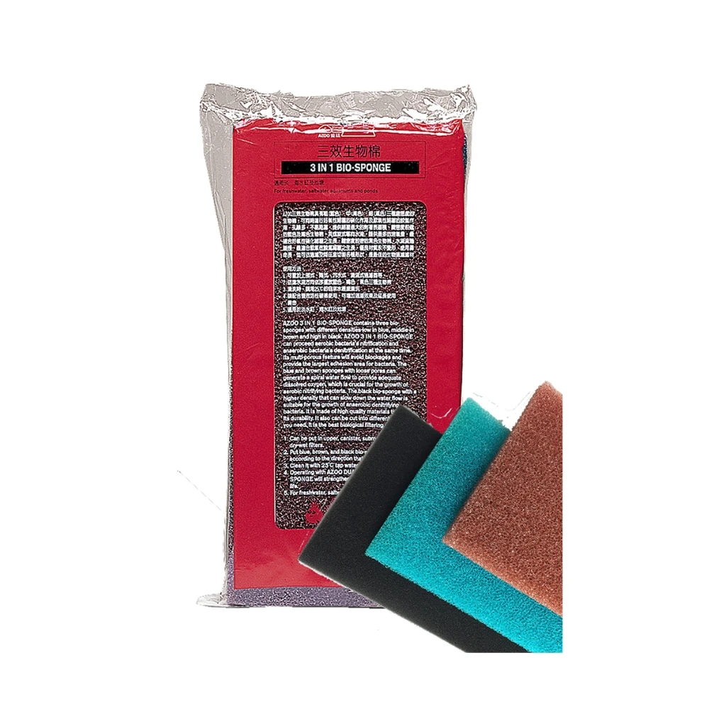 AZOO 3 in 1 Bio-Sponge (29 x 14,5 cm) - Esponja Filtrante Biológica y Mecánica de Triple Densidad para Acuarios de Agua Dulce y Salada