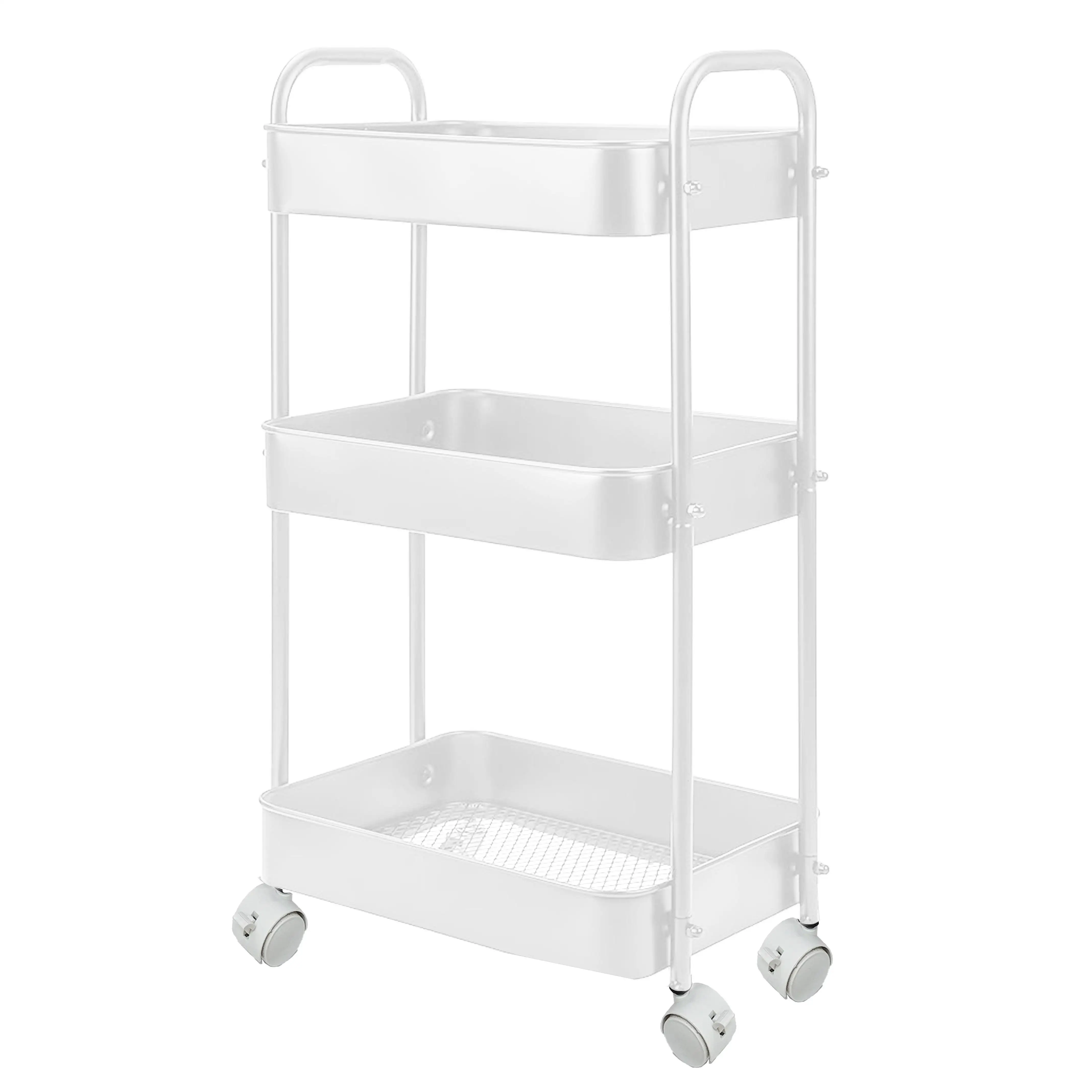 Carro de Almacenamiento Multiuso 3 Niveles con Ruedas, Carrito Organizador de Metal para Cocina, Dormitorio, Baño u Oficina – Ideal para Espacios Reducidos y Orden Diario