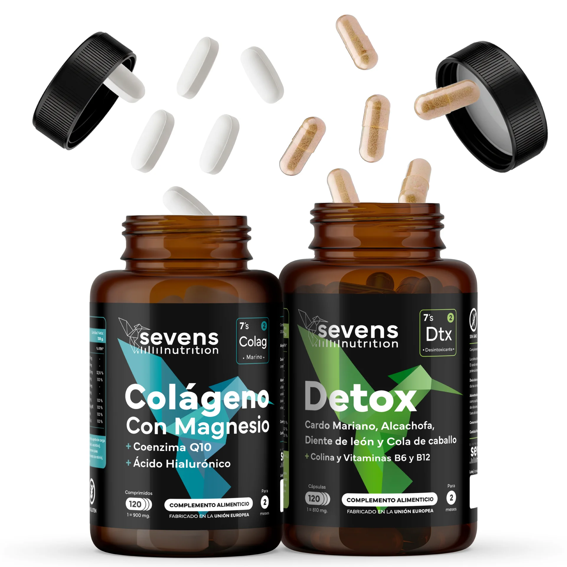 Pack Colágeno Marino 120 Comprimidos + Cardo Mariano 120 Cápsulas – Sevens Nutrition