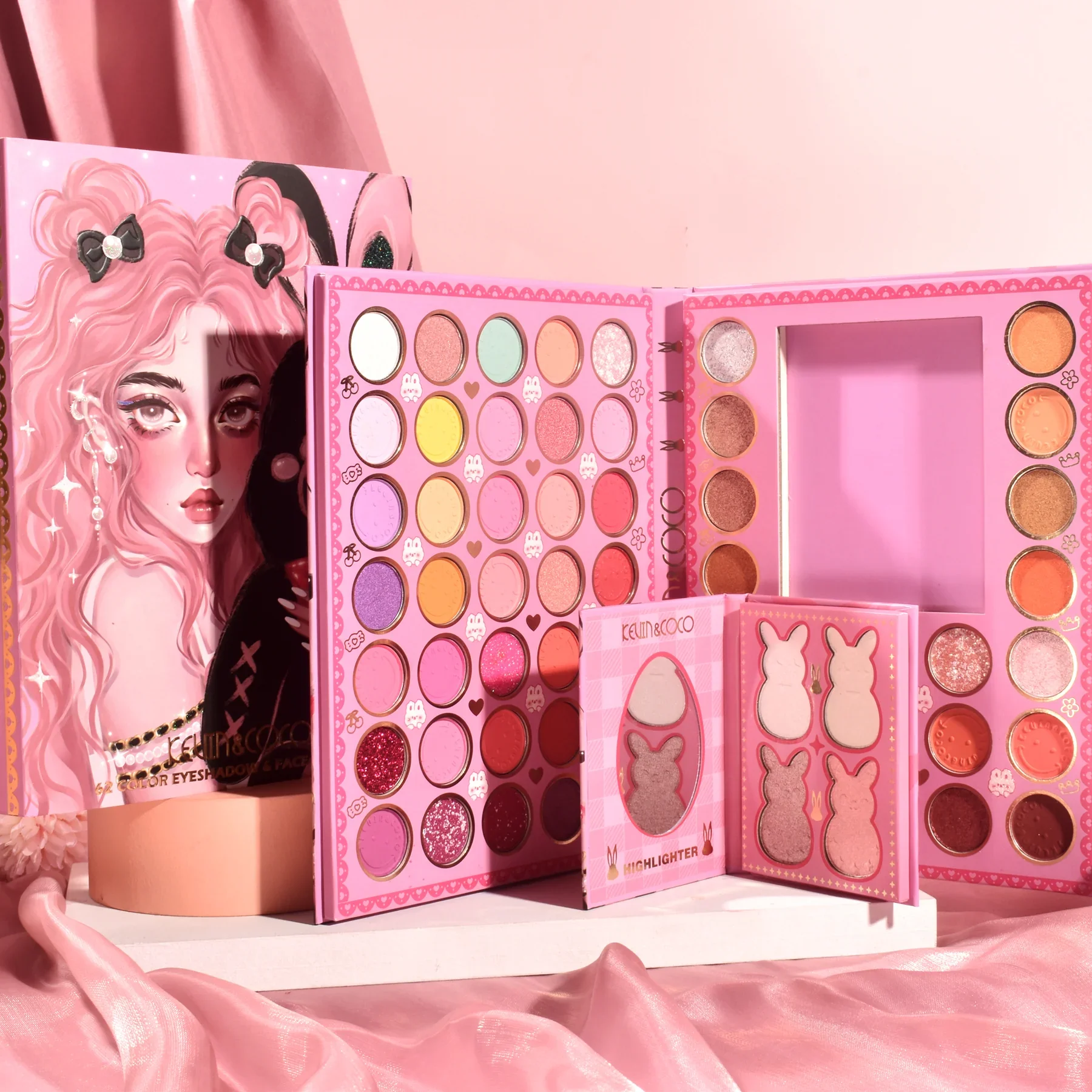 Kevin & coco bunny girl 62 colors makeup palette set