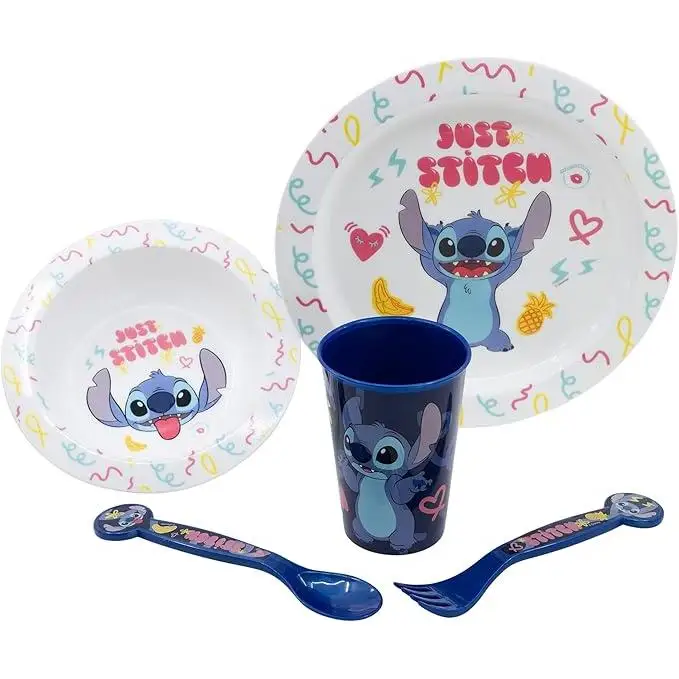 Set de Vajilla 5 Piezas Stitch - Original Disney, Ideal para Comidas Divertidas y Decorativas