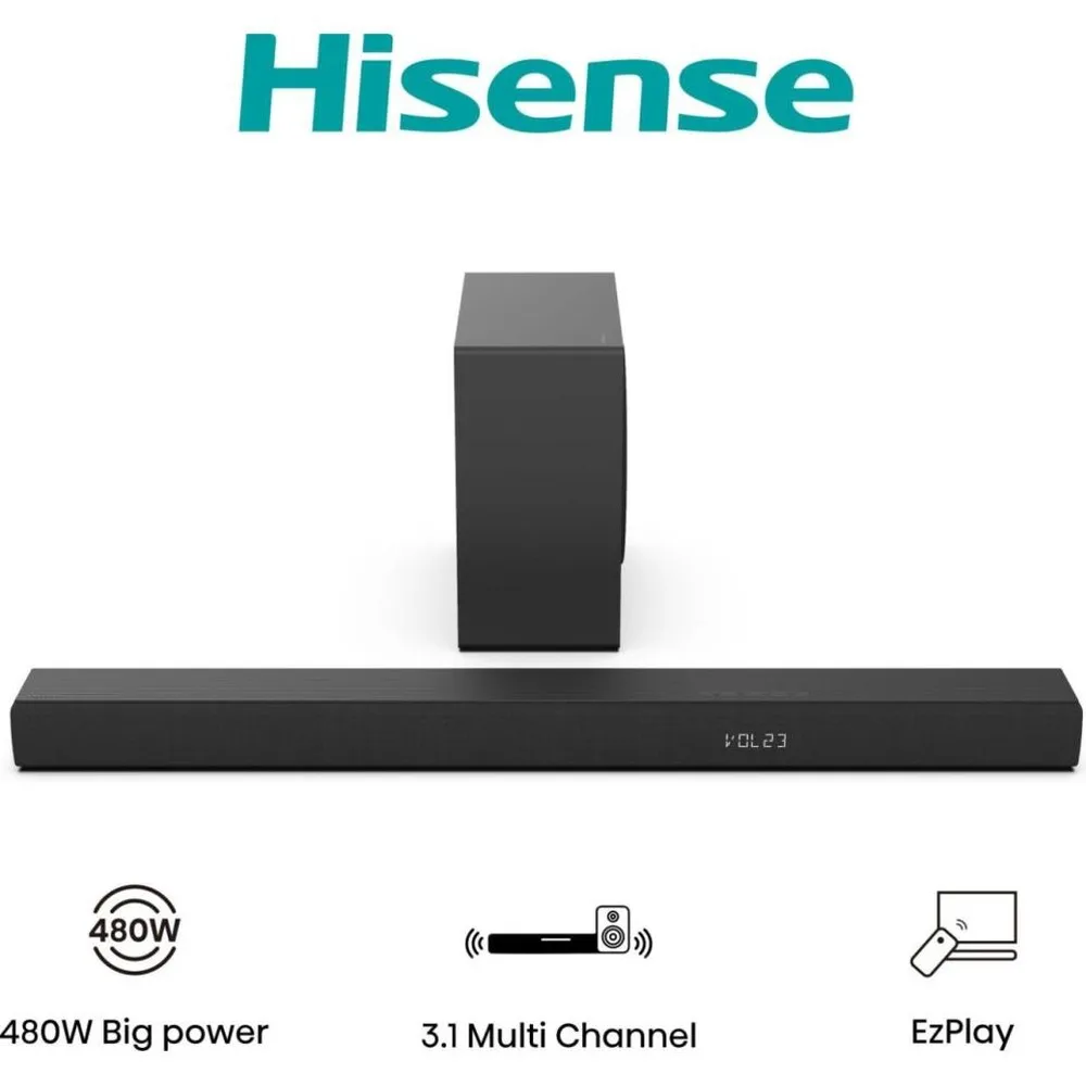Hisense HS3100 Barra de Sonido 3.1 con Dolby Audio y DTS Virtual:X Bluetooth 5.3 HDMI 480W - Imagen 4