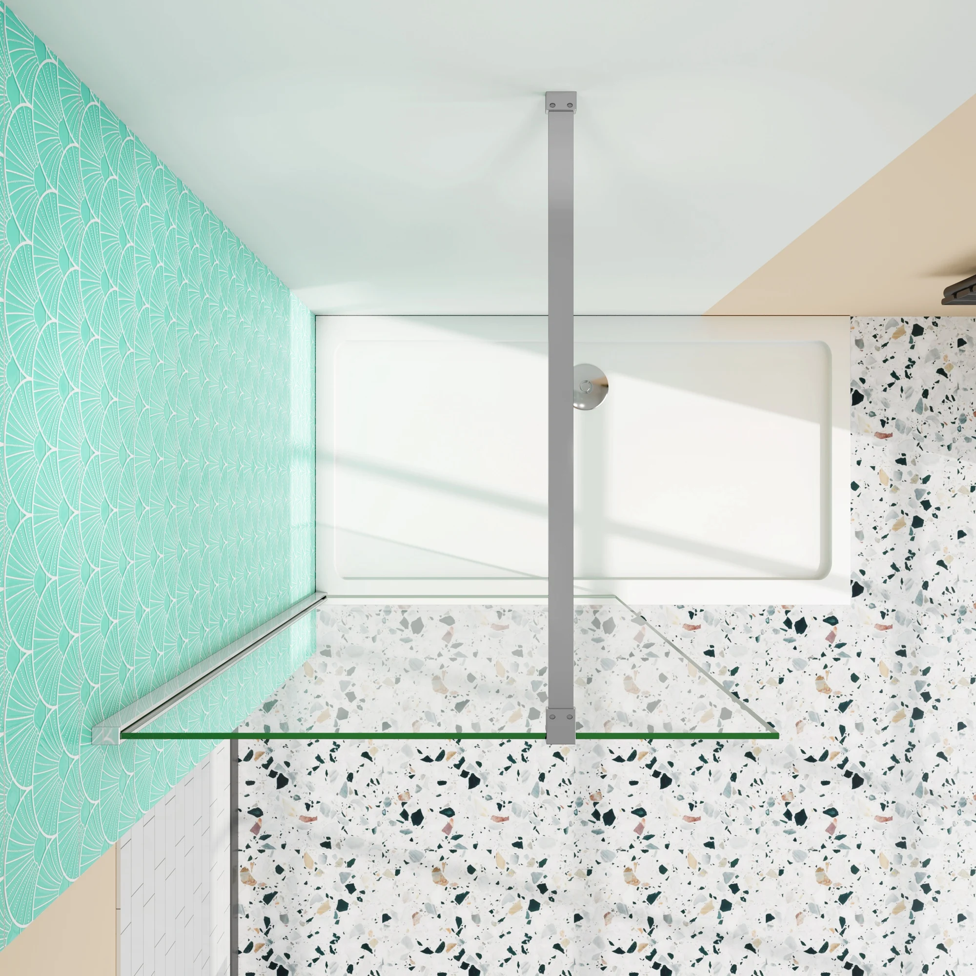 Walkin,shower panel,8mm tempered glass with anti-limescale treatment,90cm fixed bar,chrome profile,(68-70)x190cm #3