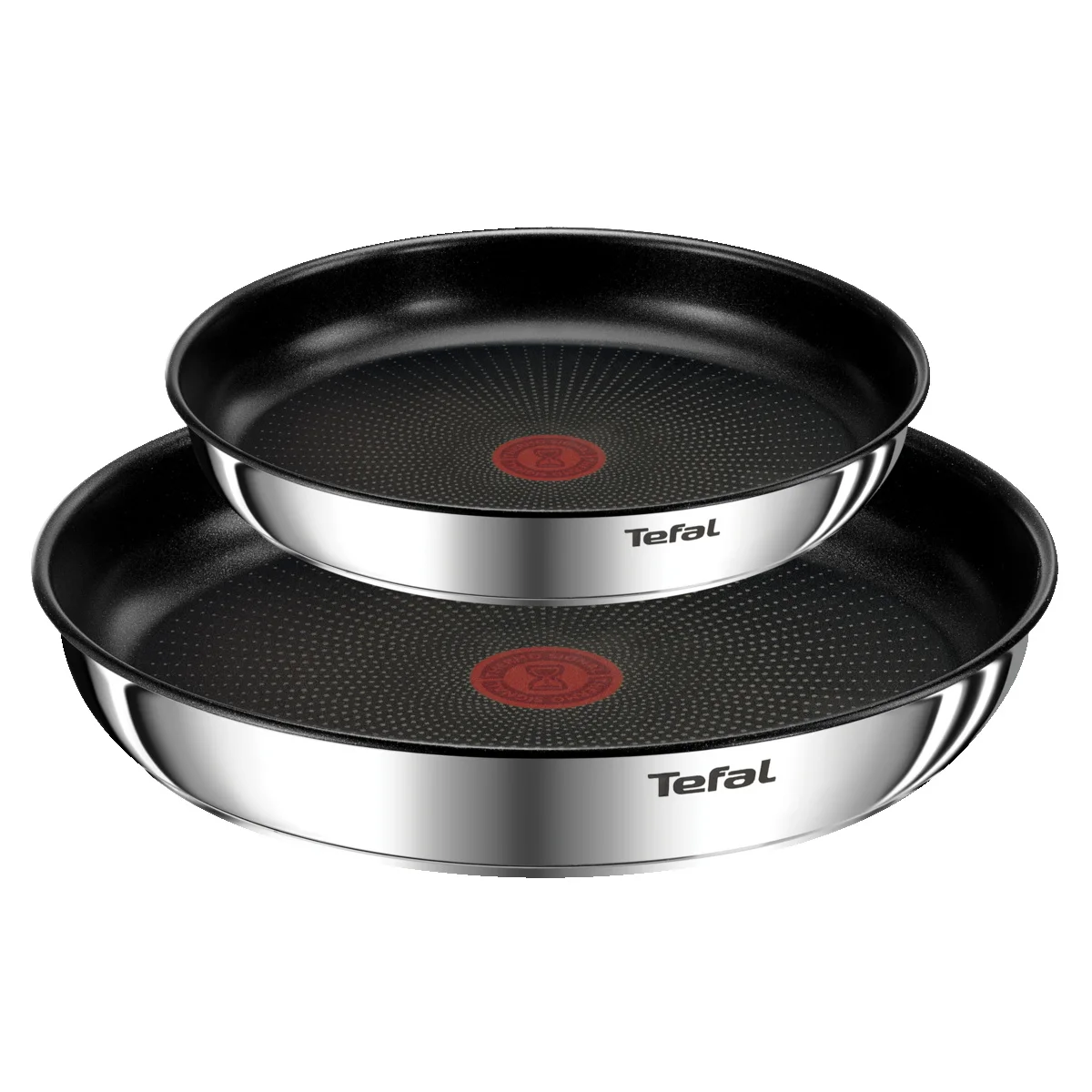 Set of 2 Tefal Wet Pans, 22 and 26 cm Pan, Interchangeable Handle, Non-stick, Titanium Coating, Thermo-signal, Space-saving