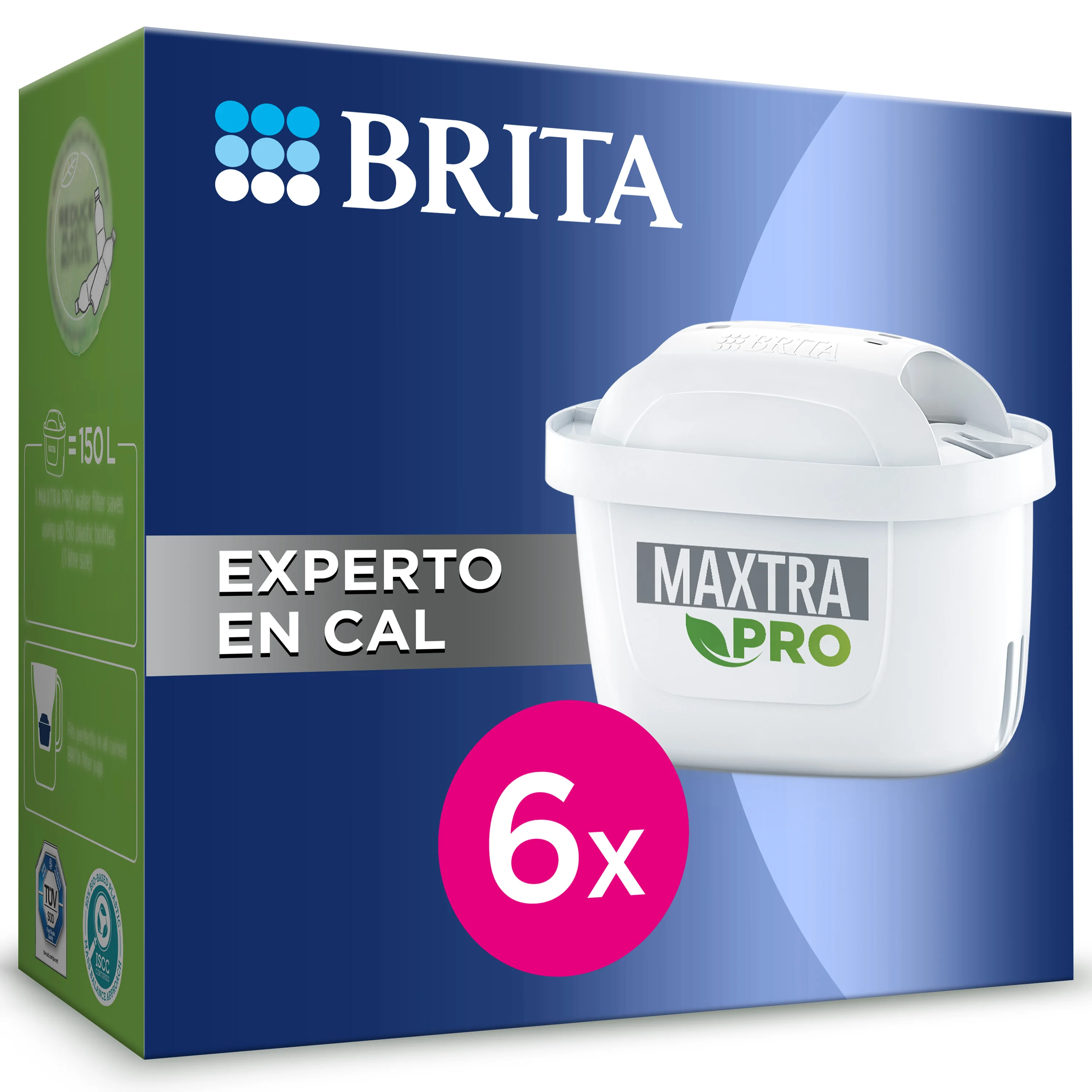 BRITA Filtros MAXTRA PRO Experto en Cal | Pack de 6 Unidades | Filtra hasta 150L por filtro | Especial para aguas duras | Reduce cal, cloro y metales pesados | Mejora el sabor del agua | Compatible con todas las jarras BRITA MAXTRA | Sin BPA