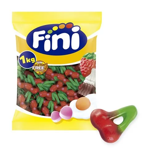 Glossy cherry gummy 1kg with cherry shape and flavor. The bag contains 1 kg. N/