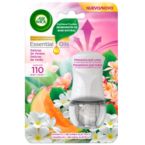 Air Wick Eléctrico - Aparato + Recambio Ambientador para Casa con Aroma Delicias de Verano