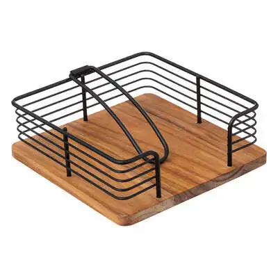 Factory Cuadros - Servilletero Madera y Metal - Dimensiones 19x19x7 - Elegante Diseño