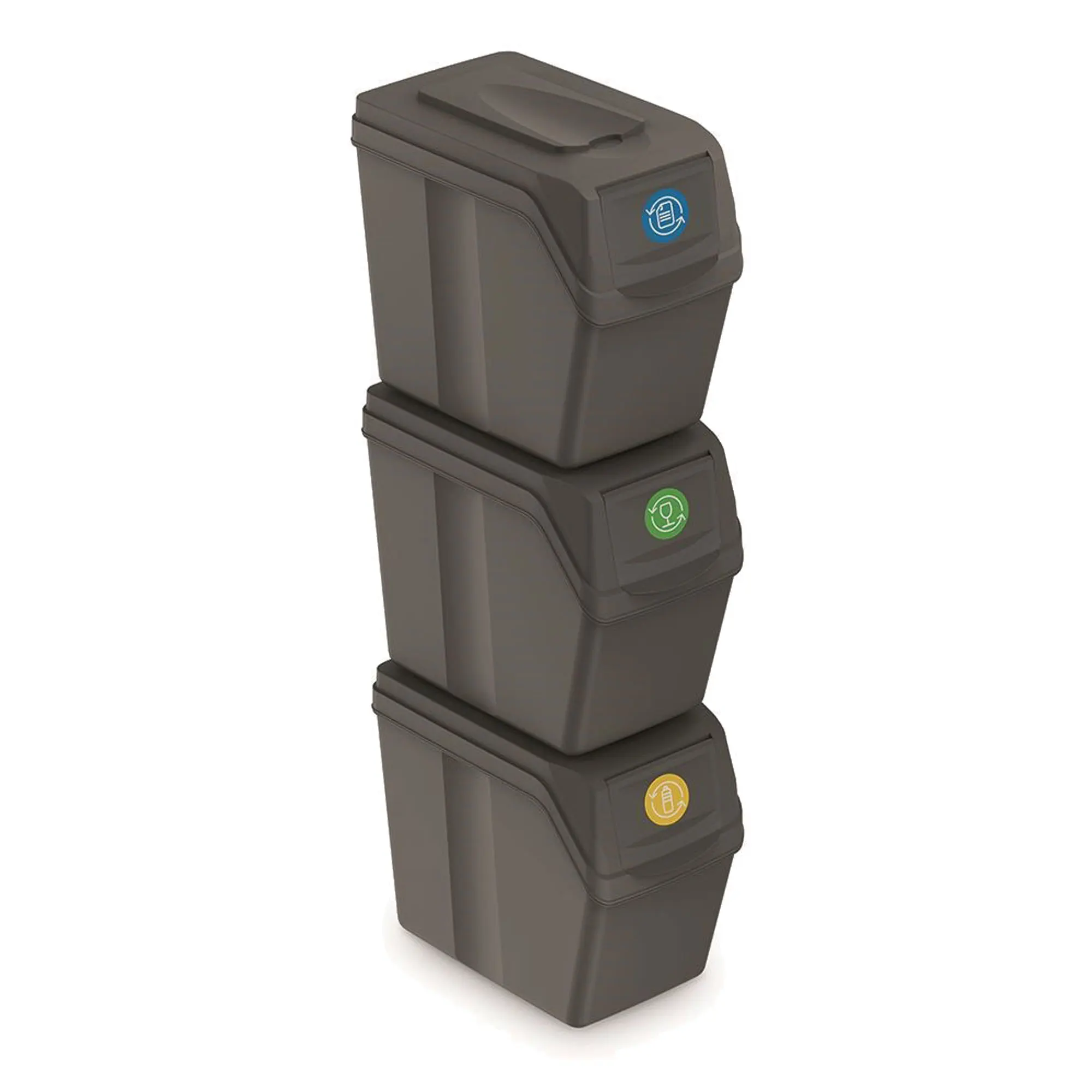 Thriplast set of 3 recycle cubes with capacity of 60 litres of compartments in gray color 39x23x33 cm