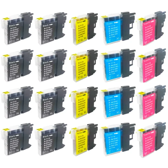 20 tintas x Brother DCP 195 C LC980 LC985 LC1100 MFC5890CN MFC490CW DCP145C