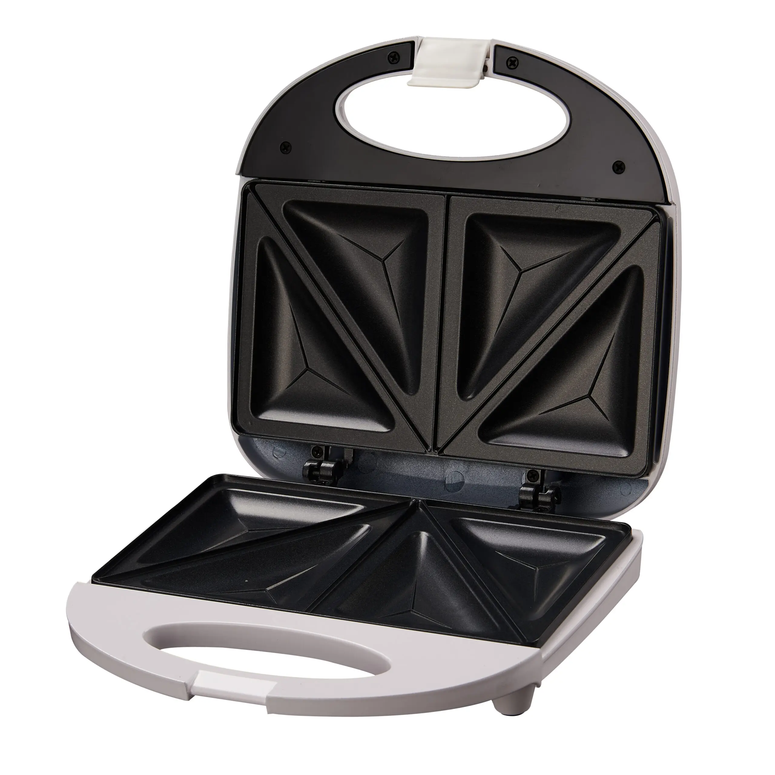 Sandwichera Electrica 750W, Tostadora con Revestimiento Antiadherente de Fácil Limpieza, Placas con Forma Triangular, Indicador LED, Exterior Frío al Tacto, Patas de Plástico Antideslizantes