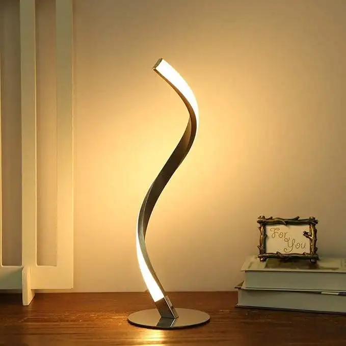 hola led Lámpara de mesa con espiral y luz nocturna LED, moderna, para mesita de noche, regulable, para oficina