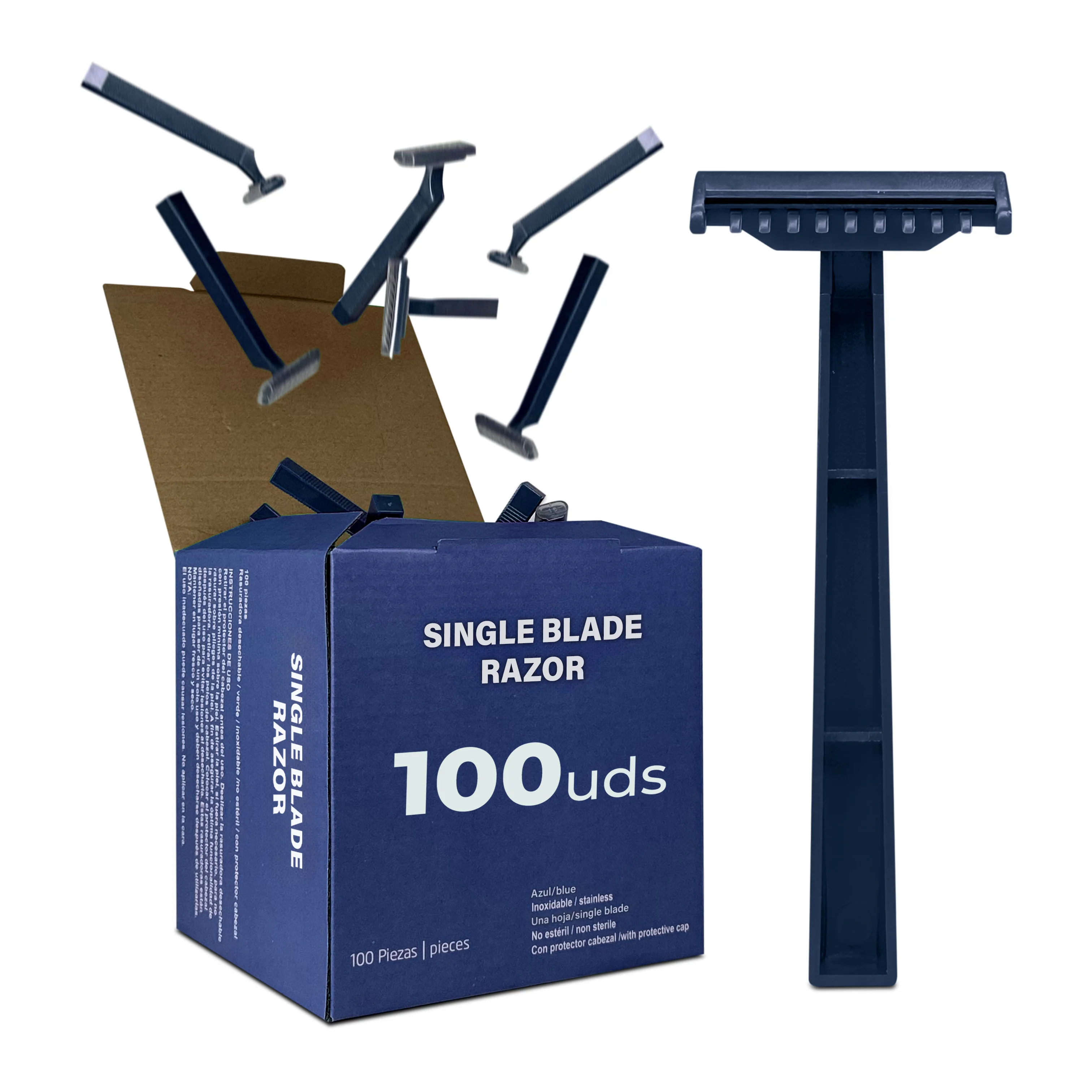 Cuchillas de Afeitar Desechables Acero Inoxidable - 100 unidades - Rasuradoras Desechables Uso Profesional, Estético y Quirúrgico