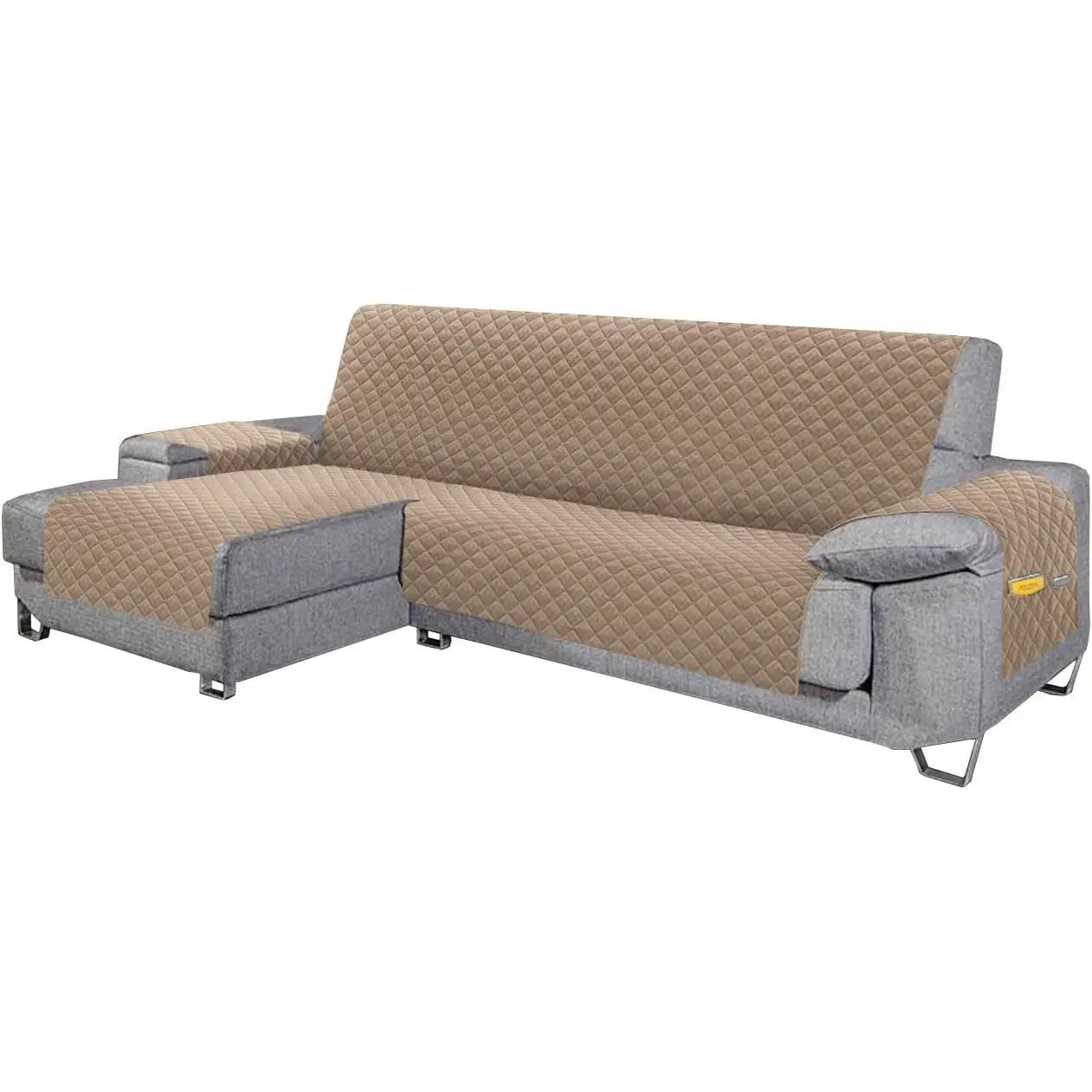 HMS Reversible padded Chaise Longue sofa cover | Anti-mite and stain protection | 240cm