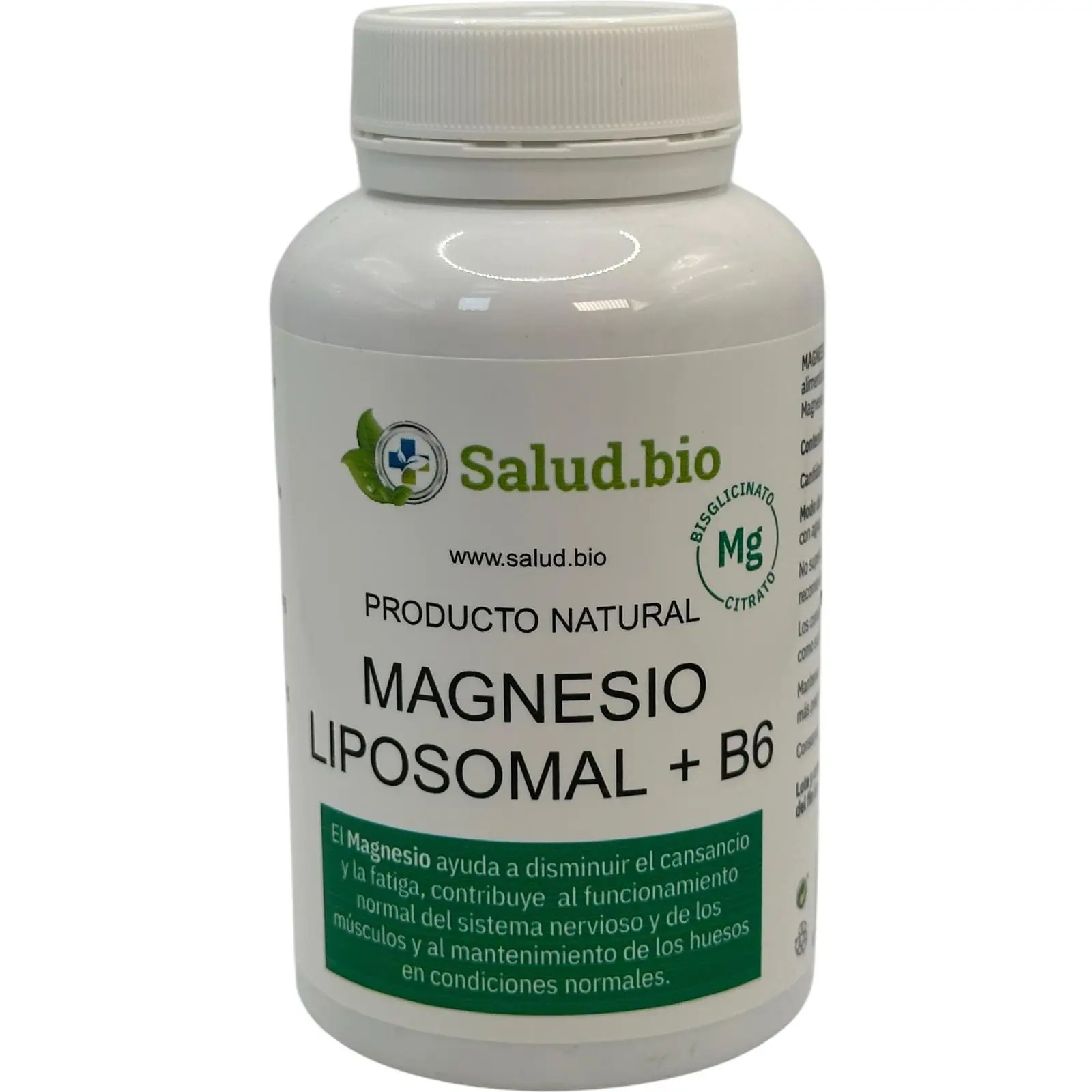 Magnesio Liposomal (Citrato y Bisglicinato) +B6 90 Cápsulas de Salud.bio