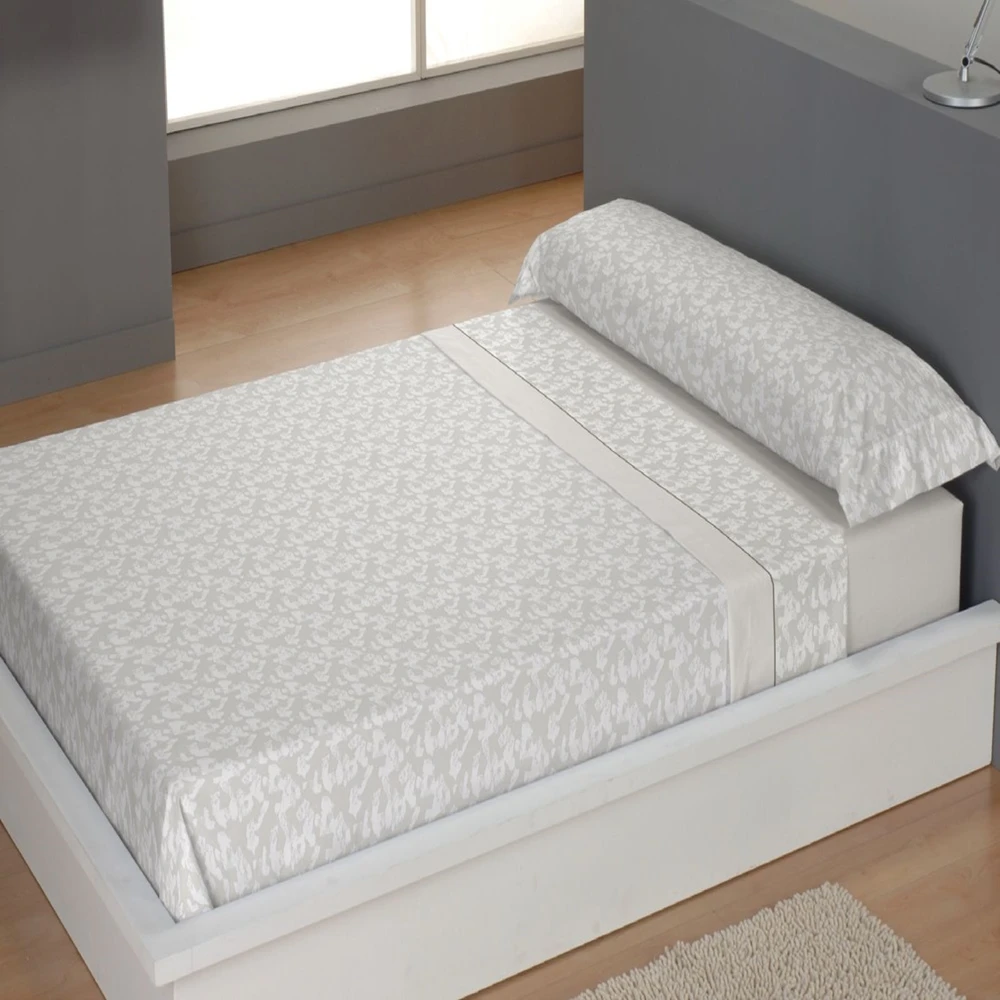 CARPE DIEM Juego de Sábanas de Microfibra Estampada Mod. IDAIRA Color Lino Beige- Conjunto de Ropa de Cama 3 o 4 Piezas para Cama 90, 105, 135, 150, 150/160 (2 Almohadas)  y 180 cm, Suaves,