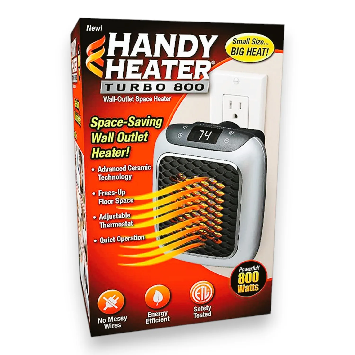 Portable 800W Wall HEATER Adjustable Thermostat and Timer LED Display Efficient Consumption Security Shutdown System Ideal for Office Room Kitchens Bathrooms and Rooms-HANDY TURBO HEATER 800