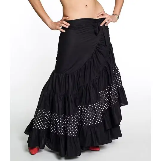 Falda Flamenca Larga Mujer 100% Algodón natural – Falda Flamenco Envolvente con Volantes | Talla Única Ajustable