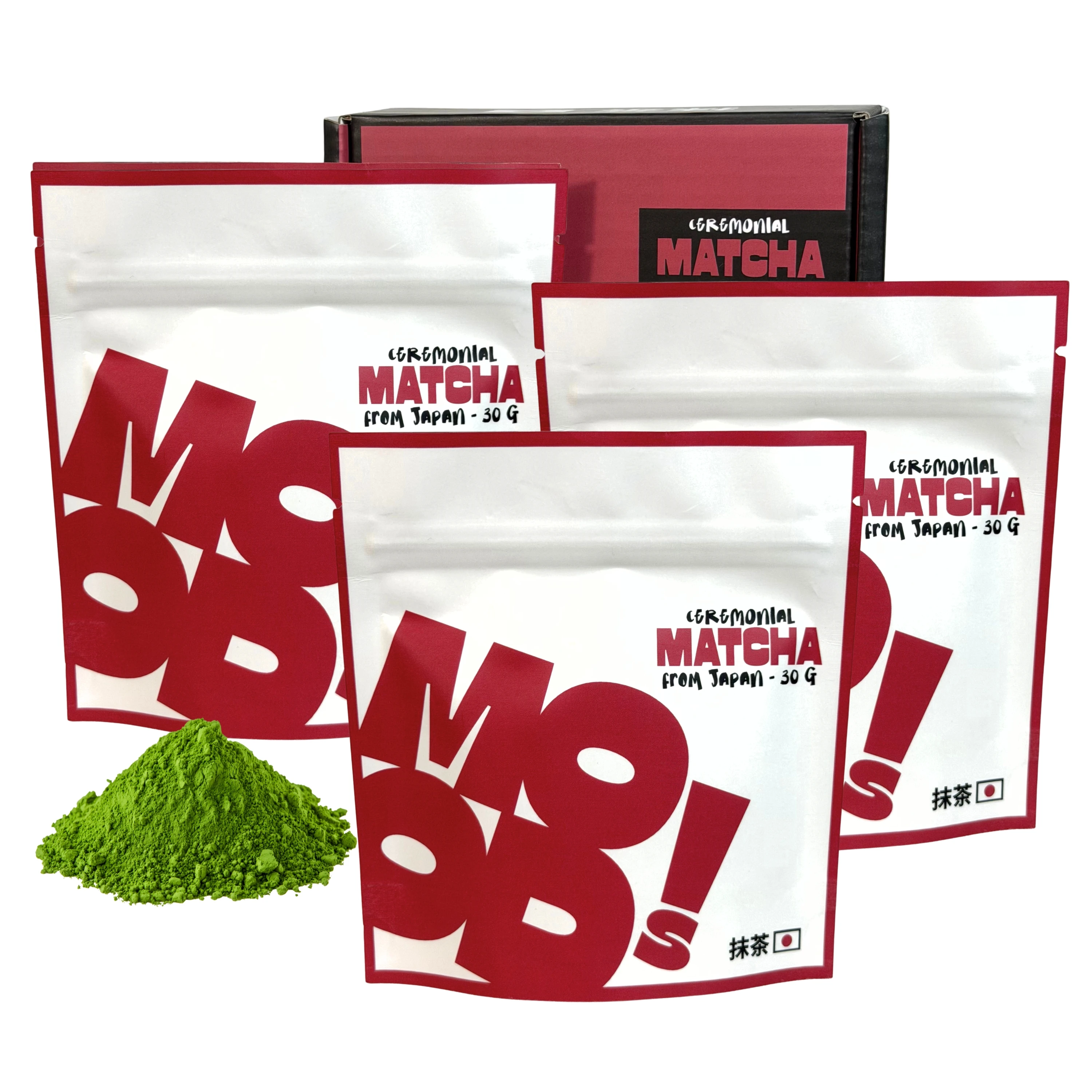 by MOODS! Té Matcha Ceremonial | 90 g (3x30 g) | Origen Japonés | 100% Natural | Té Verde Grado Ceremonial | Matcha Máxima Calidad | Sabor Profundo y Cremoso | Antioxidante Natural