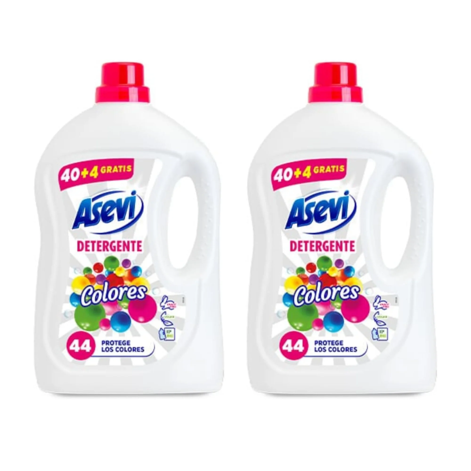 Asevi Pack 2 botellas de Detergente Líquido Colores - Protección y Frescura Intensa - Fórmula Concentrada - 220 Lavados en Pack de 5 - Mantén Vivos Tus Colores
