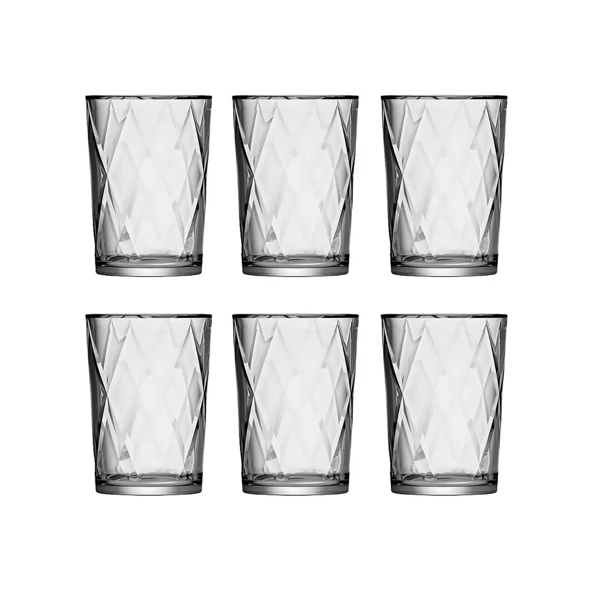 QUID URBAN 6 High Glass 50CL Clear Embossed Easy to Clean Recyclable Eco-Friendly Healthy 100% Material Hygienic 100% Non-Porous Long-lasting Refrigerated set 6 Transparent Glass Embossed Glass