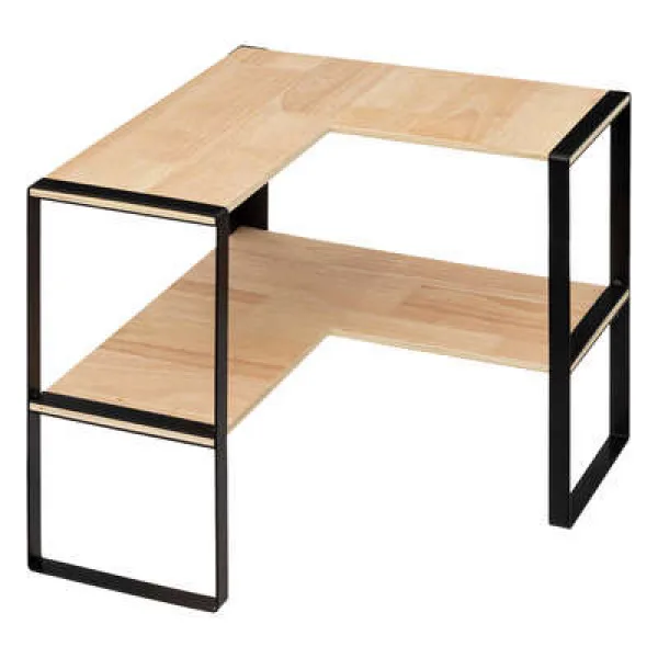 STARLEY-Estante esquinero de cocina , elegante estantería de encimera, de metal y madera, 2 niveles para mayor espacio almacenamiento.40X40X35CM
