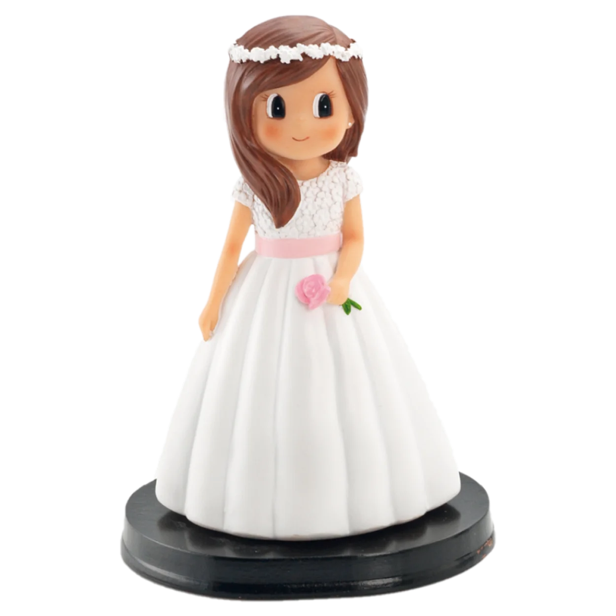 Figure for communion cake girl 17cm. Resin and wooden base figure, perfect for communion cake decoration and special gift for the girl who makes communion.