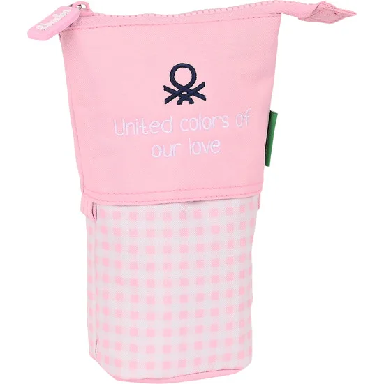 SAFTA - BENETTON Portatodo Cubilete con Bolsillo y Cremalleras - Estuche Diseño único con Licencia Oficial - Cartera porta objetos Panel plegable convertible en cubilete - Estuche diseño único y licencia oficial by safta -