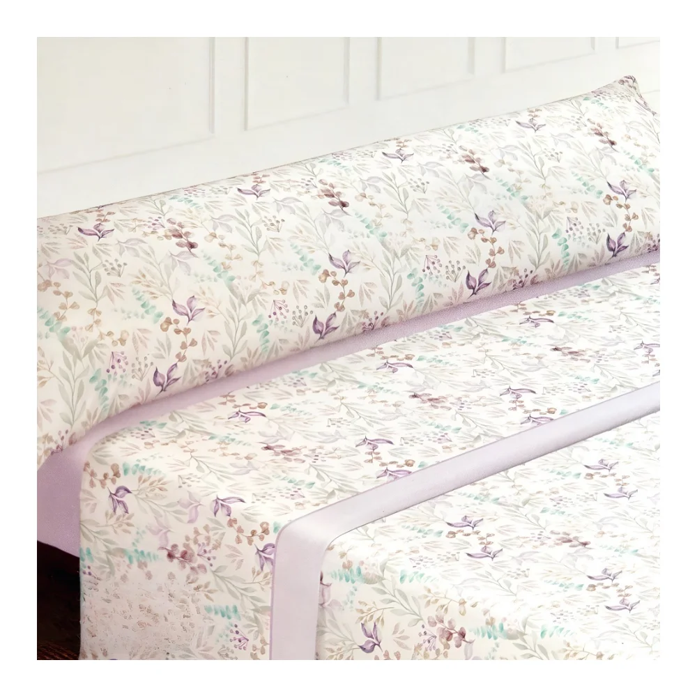Juego de Sábanas 3 Piezas con Diseño Floral y Geométrico, 100% Poliéster de Gran Suavidad, Incluye Bajera, Encimera y Funda de Almohada, Ideal para Camas de 90 a 150 cm