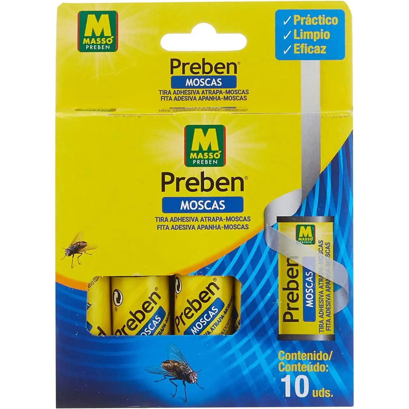 C.A - Preben Trampa Adhesiva y Insecticida - Solución Limpia y Eficaz para Atrapar Moscas y Otros Insectos - Uso en Interior y Exterior - Sin Vapores ni Olores - Adhesivo de Contacto de Larga