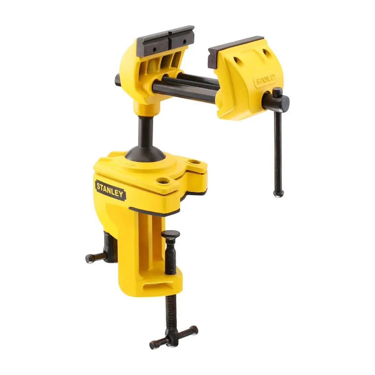 STANLEY multiangle vise: This versatile vise allows parts to be fastened at a variety of angles to facilitate work on different DIY and woodworking projects. Model: 1-83-069.