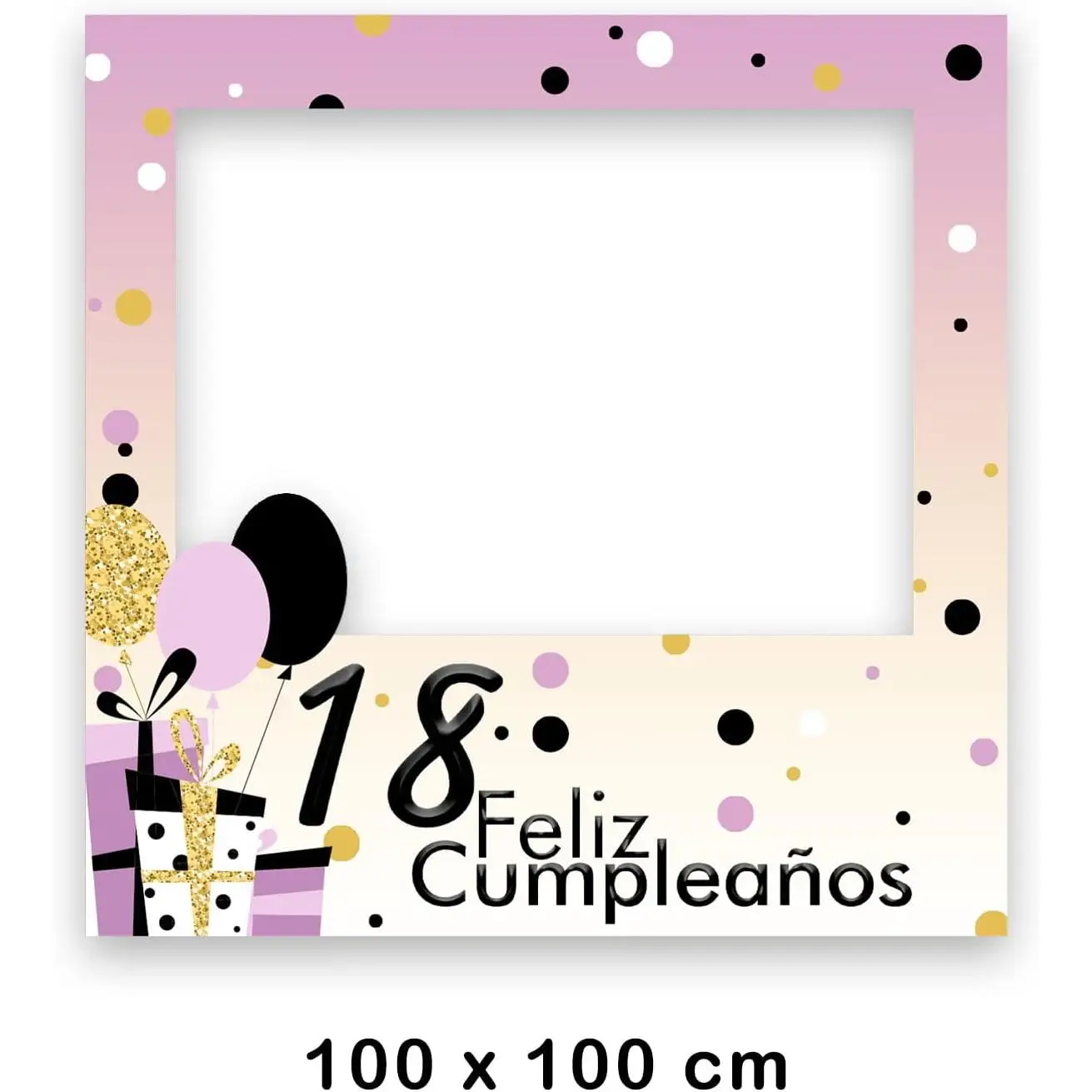 Oedim Photocall Feliz Cumpleaños 18, 100x100cm, Eventos o Celebraciones puntuales, Ventana Troquelada, Photocall Divertido