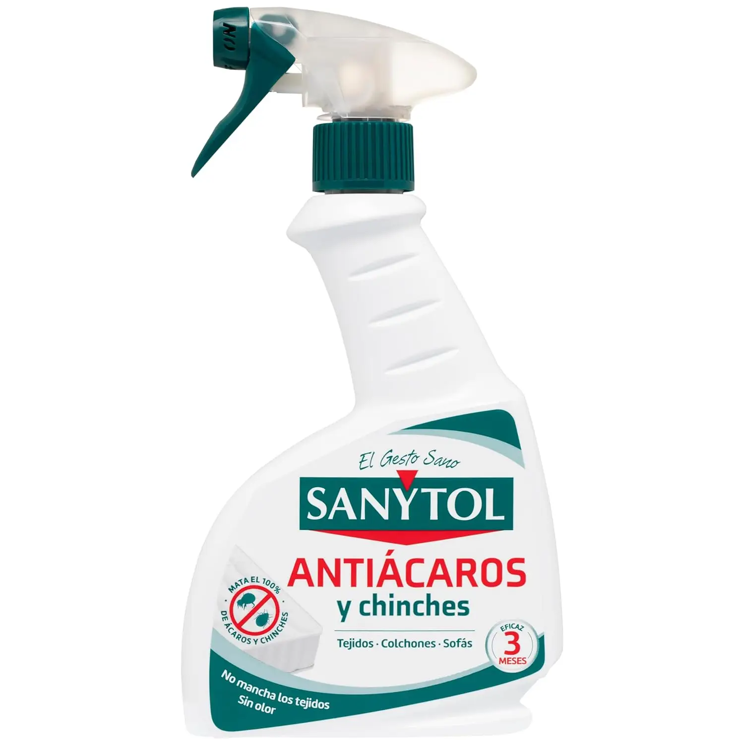 Antiácaros Spray 300 Ml - Elimina Ácaros y Chinches - Ideal para Colchón, Sofás, Alfombras- Sanytol