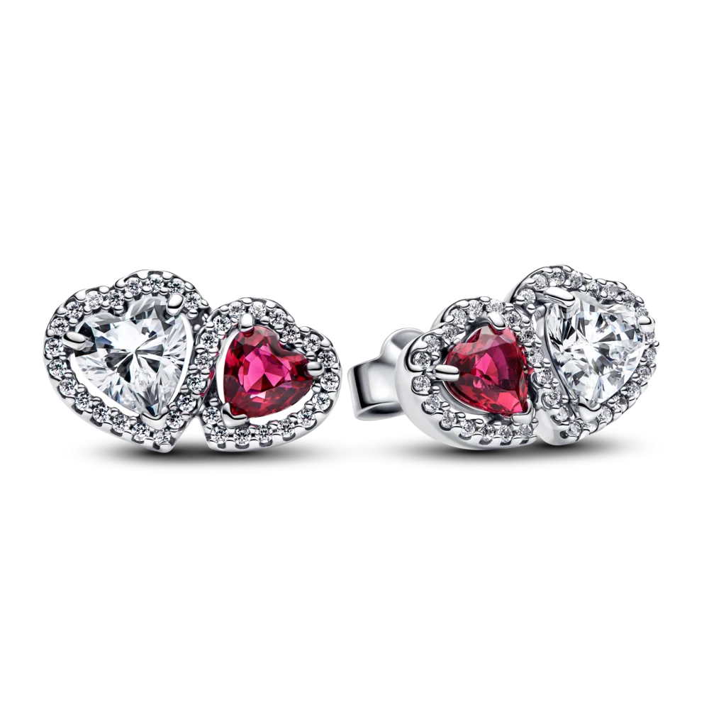 Pendientes Pandora de Botón Halo Corazones