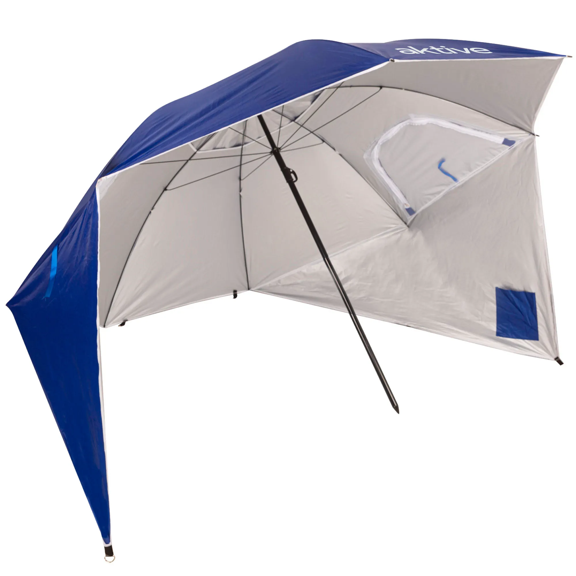 AKTIVE, Sombrilla playa grande, 240 cm, Protección UV50, Mástil acero, Regulable en altura, Tejido nailon, Funda transporte, Sombrilla para la playa, Sombrillas grandes, Sombrilla playa grande