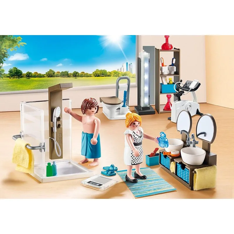 Playmobil City house modern bathroom-modern house series-couple-bathroom furniture-clothes