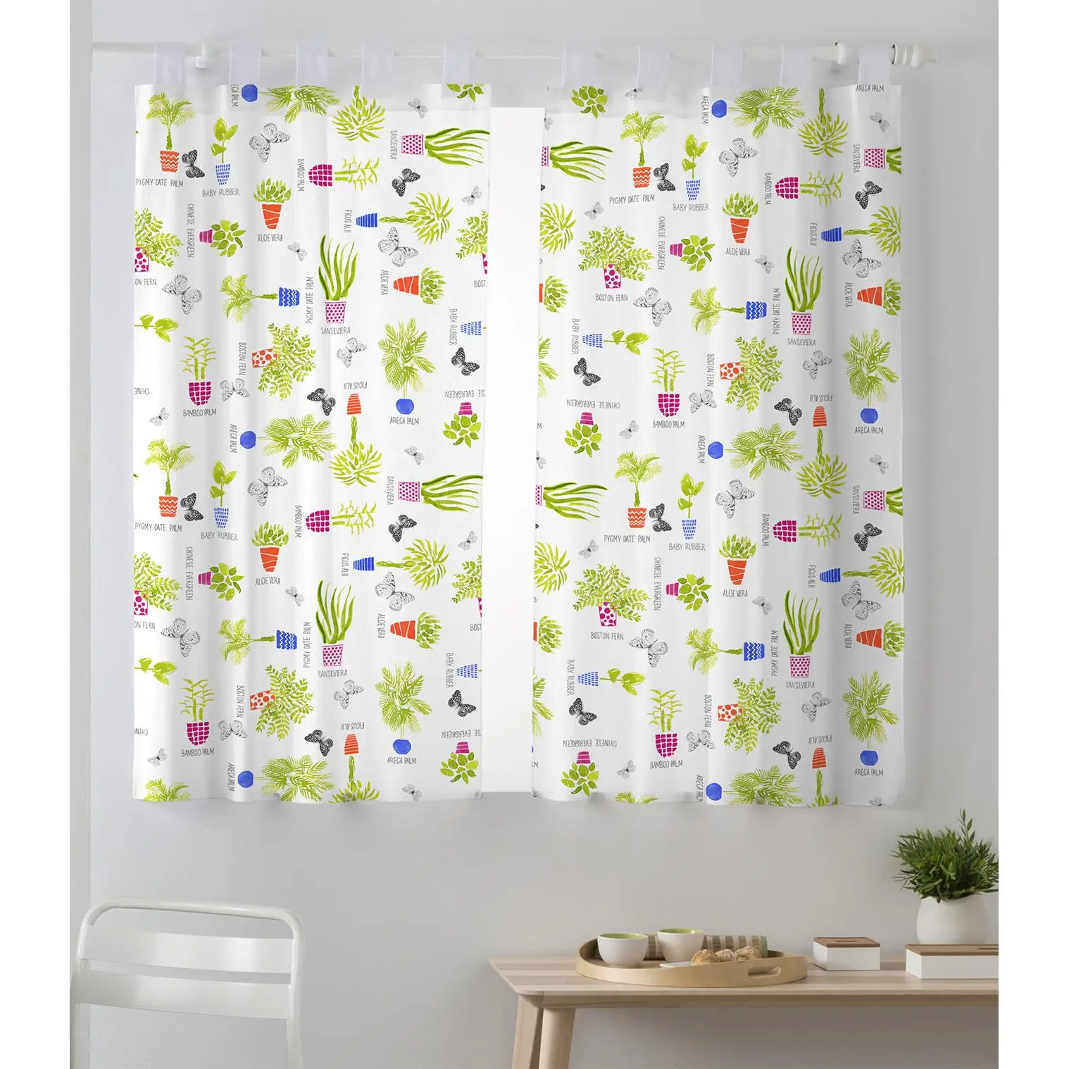 VALENTIA HOME Cortina Cocina Pack 2 Planta | Media Altura | 100x140 CM | Fácil de Instalar y Mantener