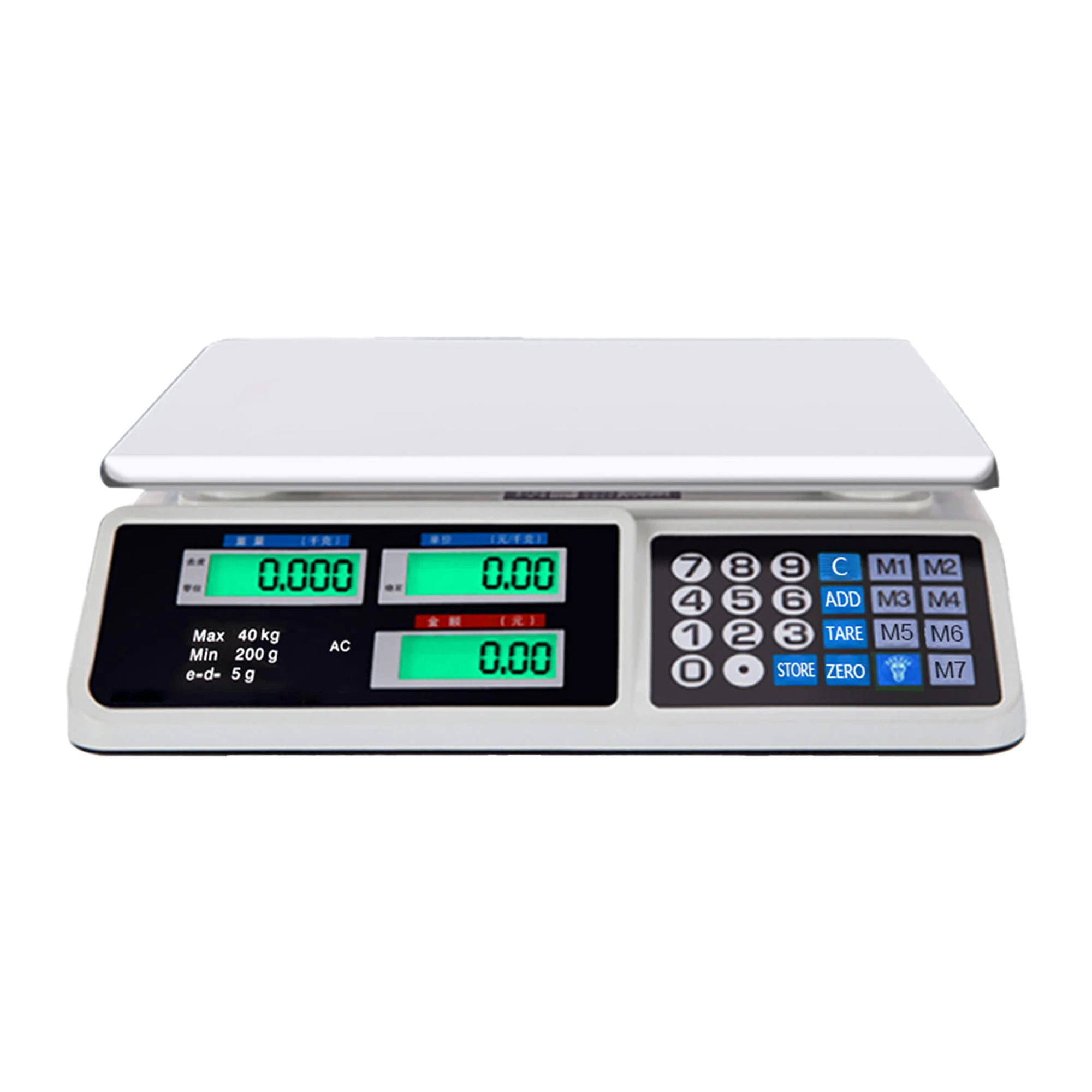 UD - Báscula Digital Comercial para Frutería – Peso Máximo 40KG con Pantalla LCD y Alta Precisión