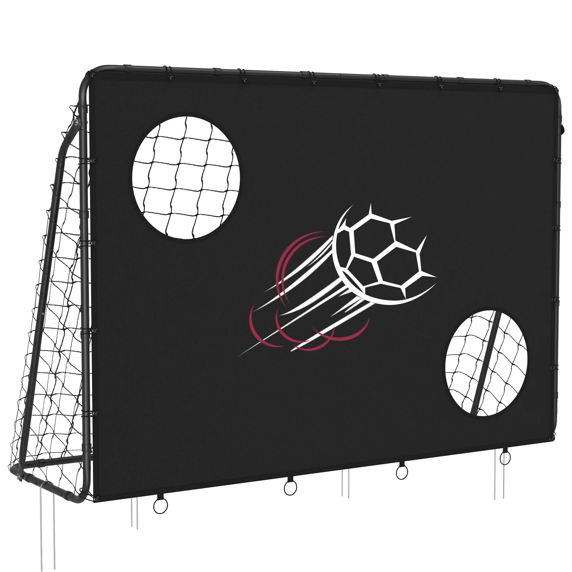 SONGMICS Portería de fútbol para niños, Red de fútbol, Montaje rápido, para jardín, Patio, Parque, Playa, Tubos de Hierro, Red de PE, Negro