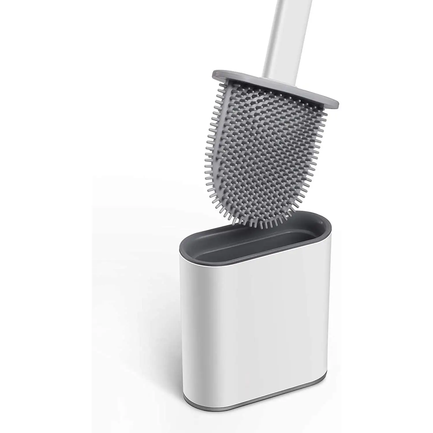 Aitsite-escobilla de baño de 1 piezas, escobilla de inodoro y soporte de silicona con mango largo de plástico antideslizante