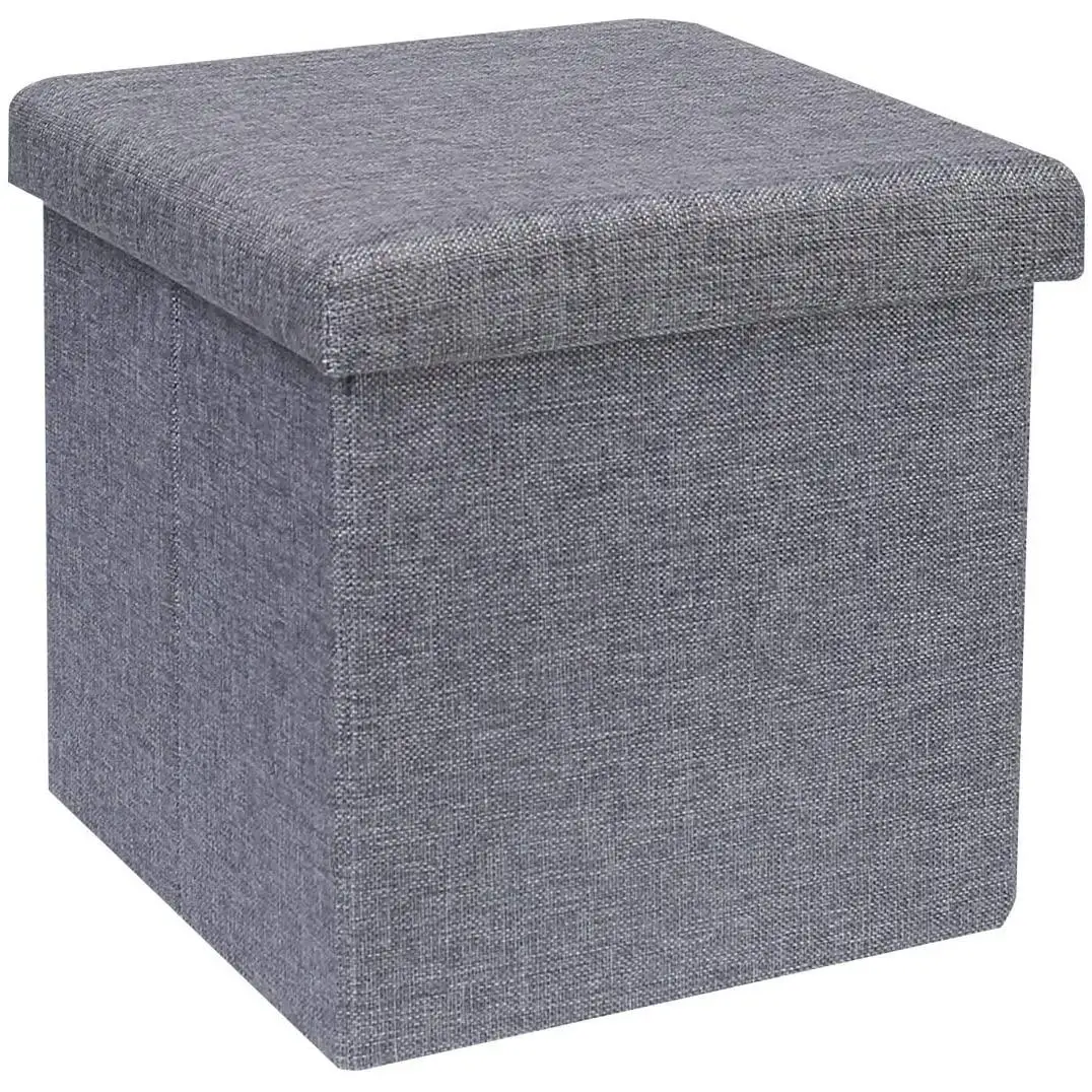 GREATOOL folding stool, polyester, 38X38X38CM, linen stool storage boxes, square footrest, square storage Puff with lid