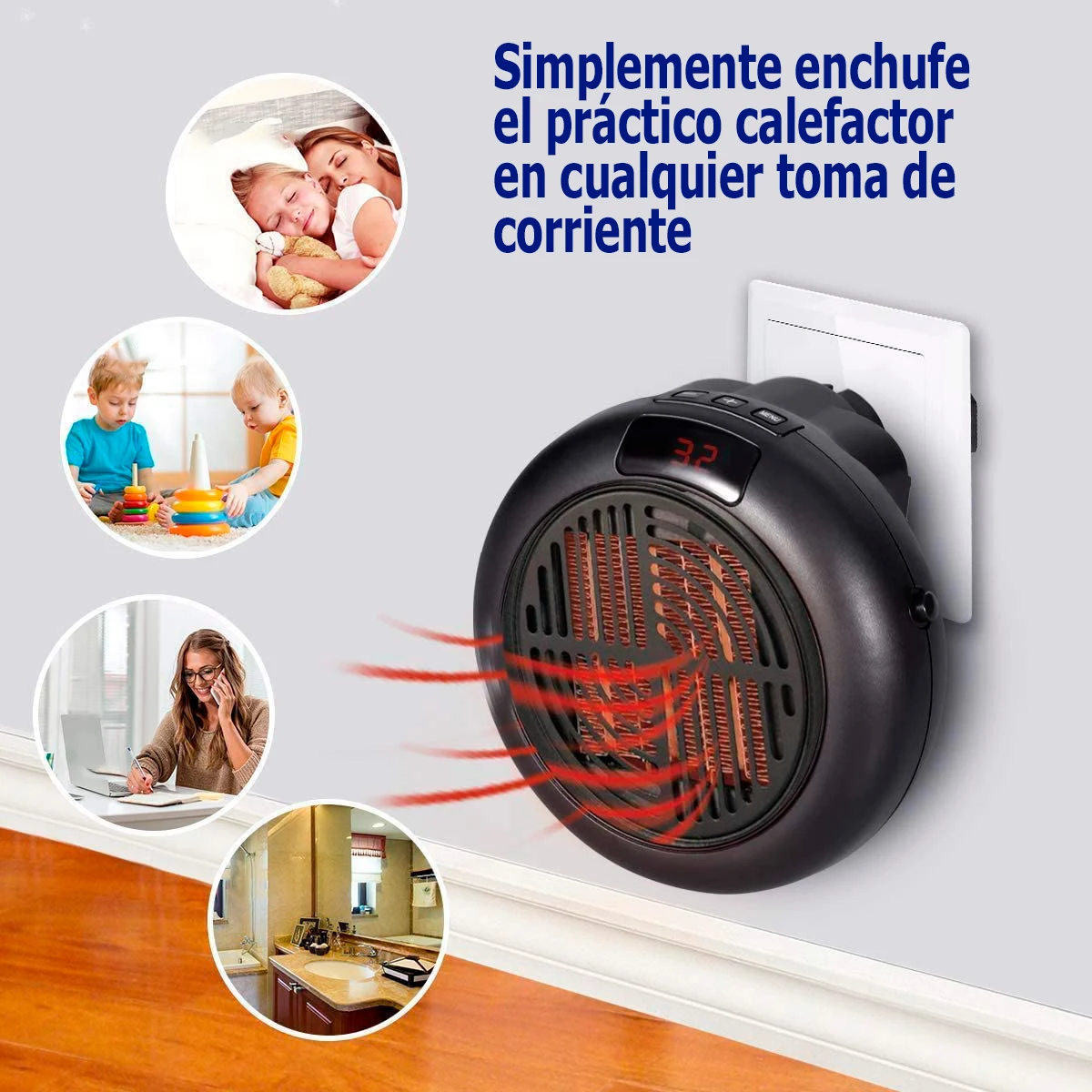 Low consumption portable heater with remote control | Power: 900 W | Temperature adjustable and fast heating | For bathroom, home, office | Programmable timer | RevolutionLine