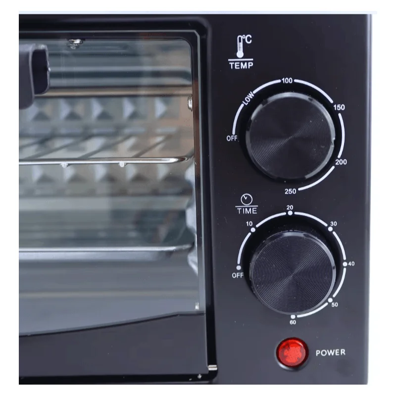 Mini electric oven 12l multifunctional with 60 min timer and adjustable temperature 0-230 ° C, compact for bread, cakes and pizza