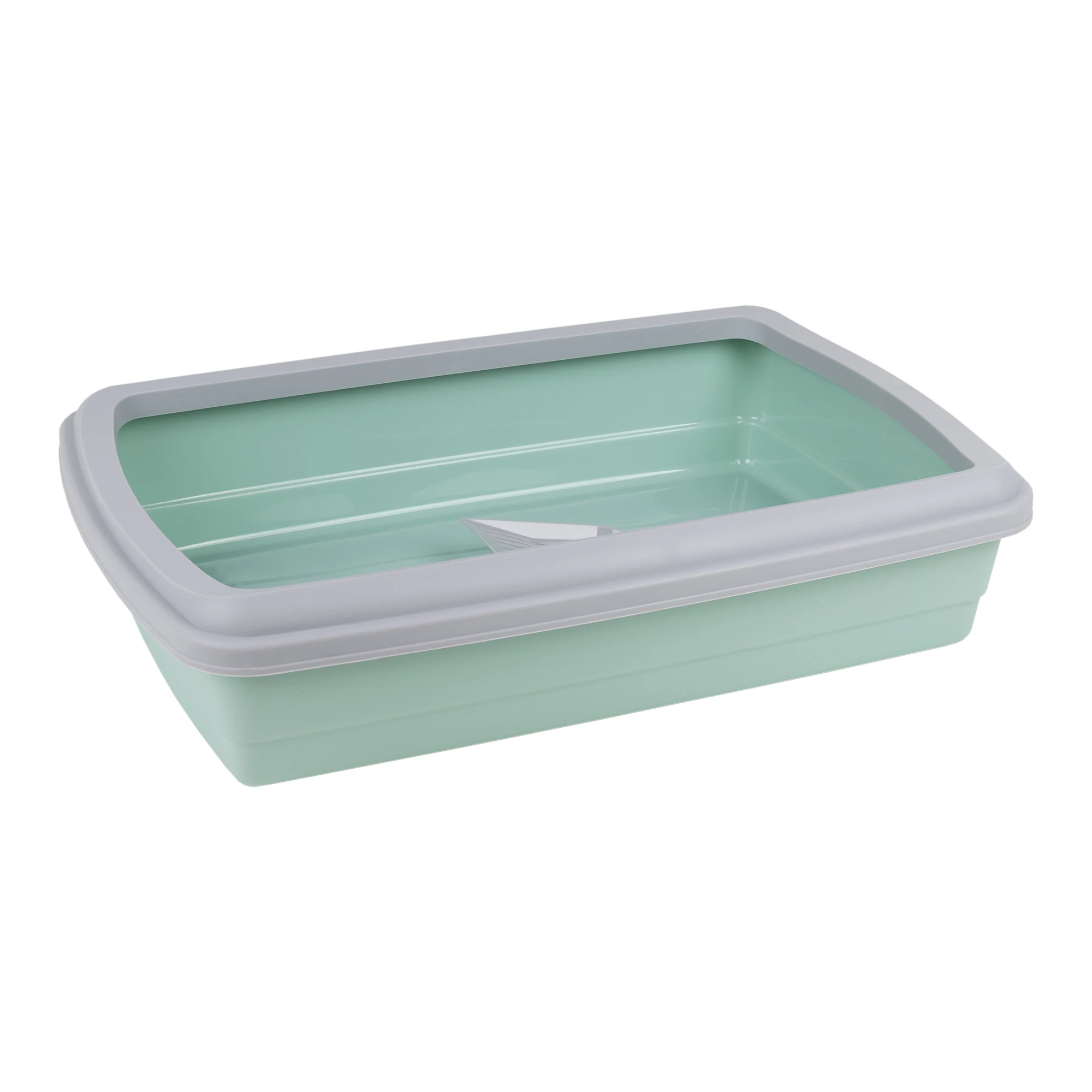 Cofan cat litter box | In water green and gray | Measurement: 47 x 31 x 11 cm | Pack 6 units or unit sale