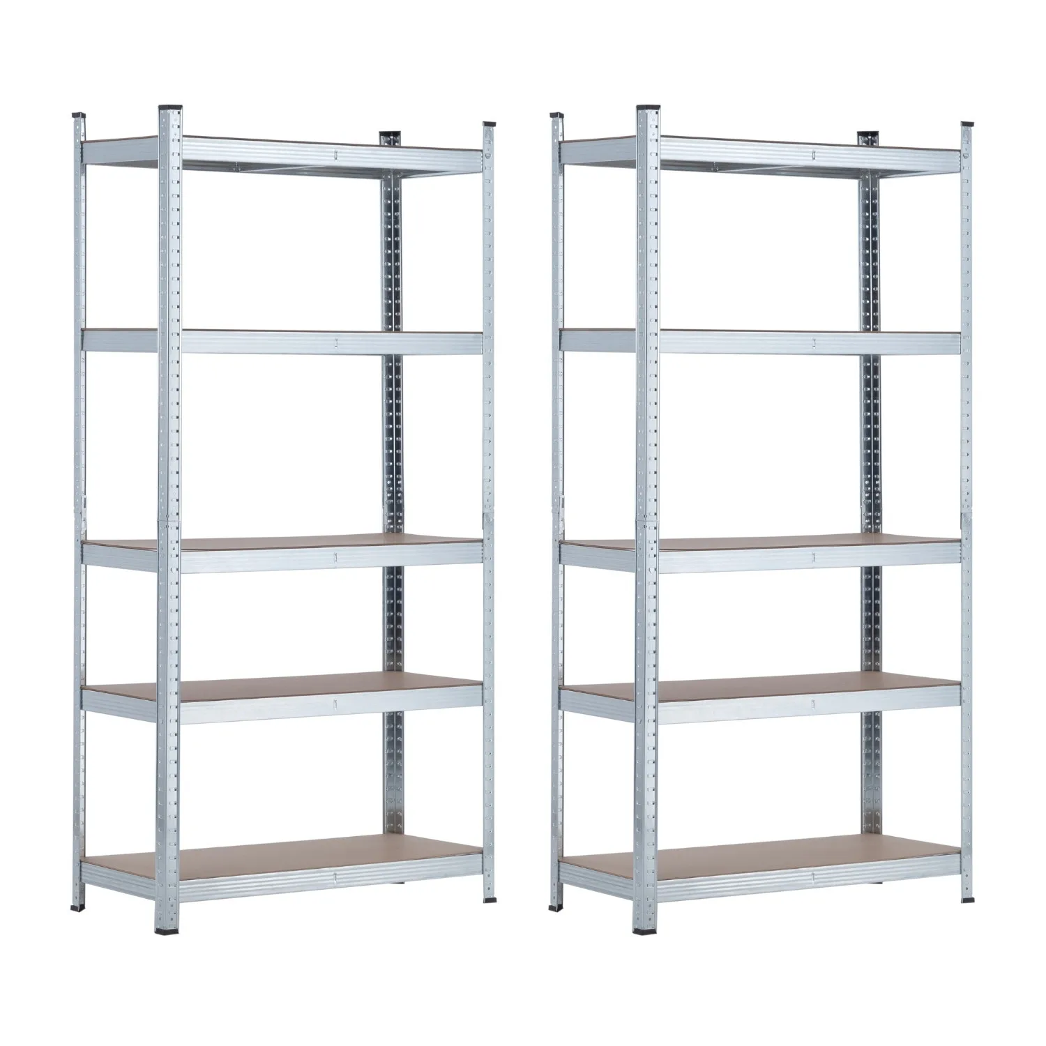 THINIA HOME - Estantería Modular Almacenaje (Pack 2), Acero y MDF Antihumedad, Hogar, Trastero, Garaje, 5 Baldas Ajustables, Carga Máxima 875Kg, 90x40x180cm (largo x ancho x alto)