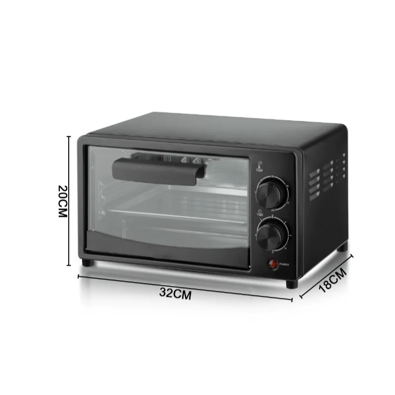 Mini electric oven 12l multifunctional with 60 min timer and adjustable temperature 0-230 ° C, compact for bread, cakes and pizza