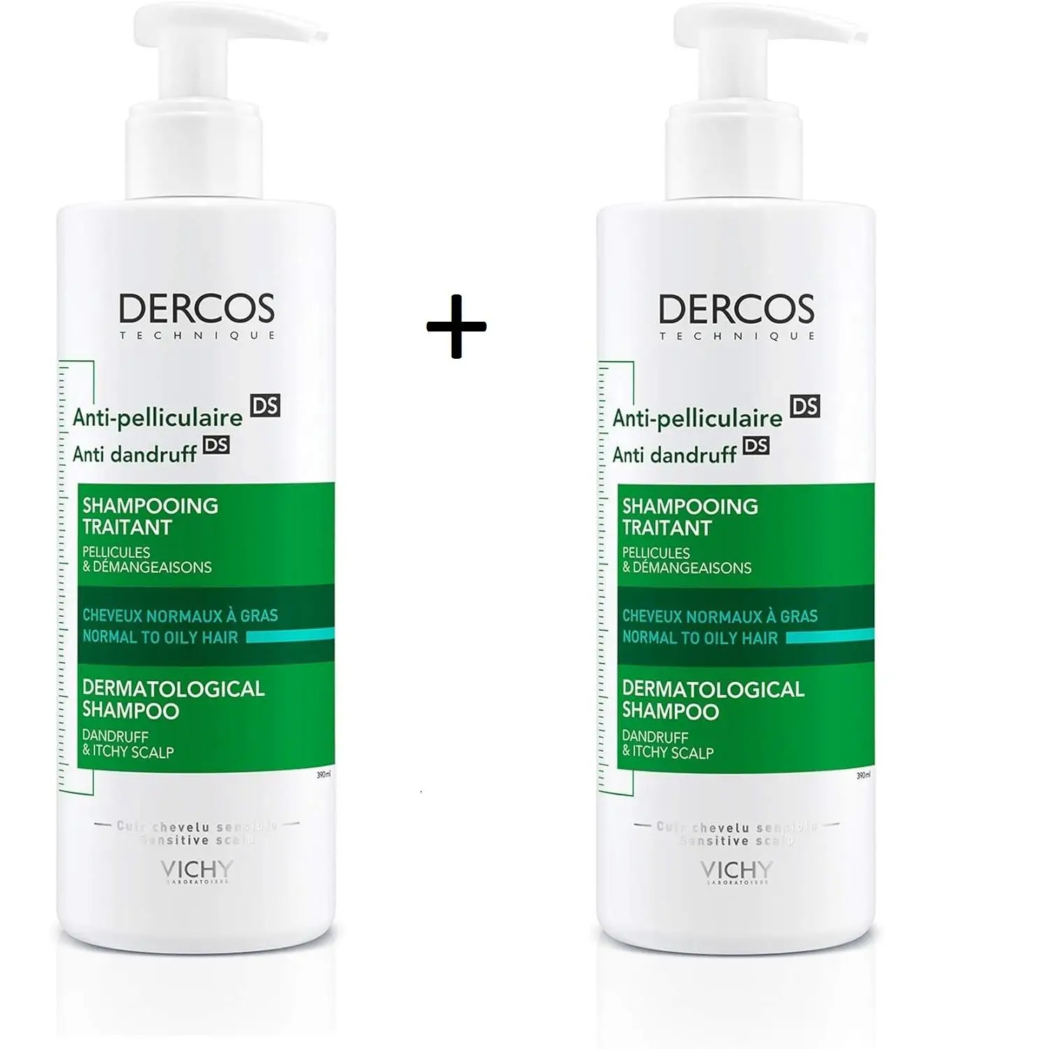 2 X Vichy (DERCOS), Champú anti-caspa Dercos Technique (cabellos norma/graso) - 2x 390 ml.