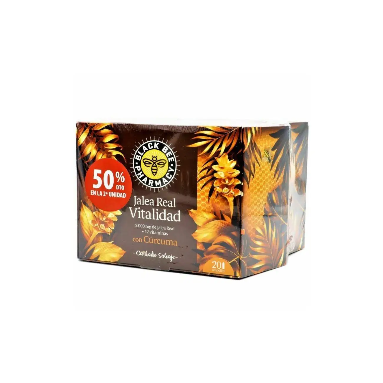 Black Bee jalea real vitalidad con curcuma, 50% Dto en la 2 unidad.  40 Ampollas