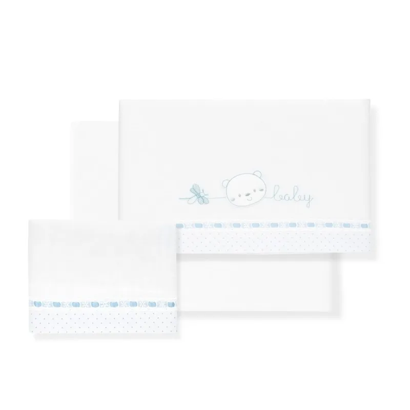 50X80 100% cotton Minicuna sheets (bottom + countertop + pillowcase) model Pasacinta Interbaby