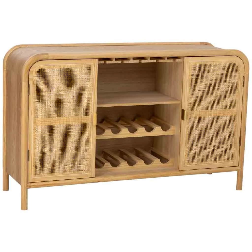 Wonderlust Deco - Aparador de madera y ratán marrón 130x39x80h cm Marrón 130x39x80h cm